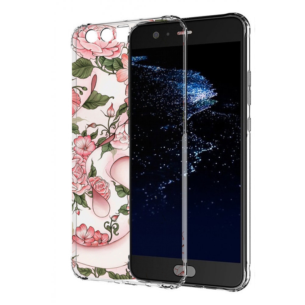 

Чехол бампер MyPads змея-в-розовых-цветах женский для Huawei P10, Прозрачный, Tocco