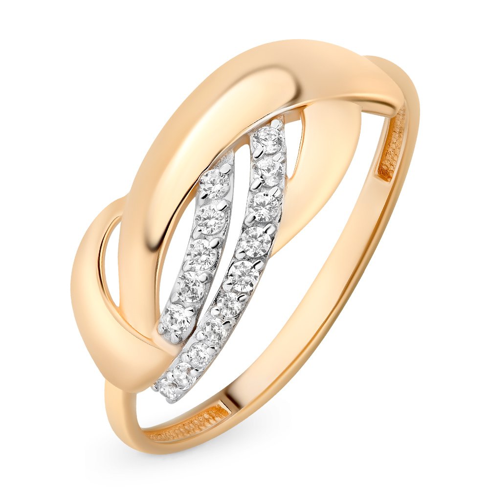 

Кольцо женское из красного золота с фианитом 585Gold 301009454, р, 301009454