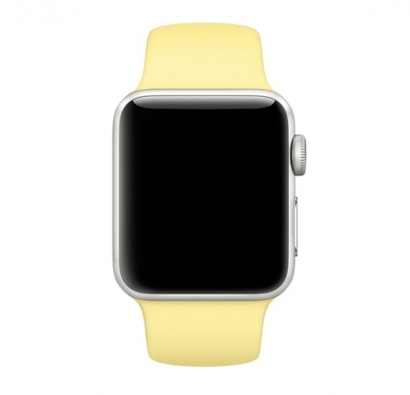 фото Ремешок силиконовый для apple watch 38/40мм (51), бледно-желтый, на кнопке nobrand
