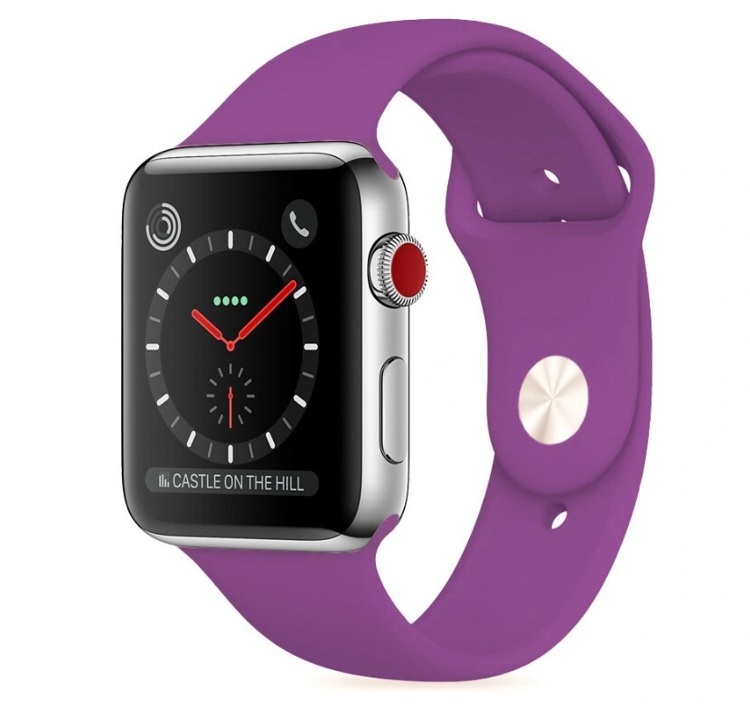 

Ремешок силиконовый для Apple Watch 38/40мм (45), фиолетовый, на кнопке