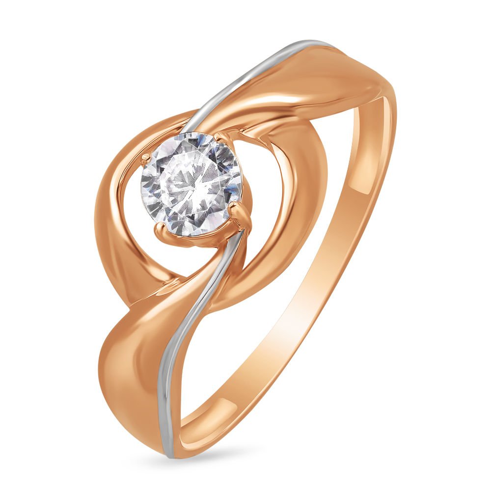 

Кольцо женское из красного золота с фианитом 585Gold 301009436, р, 301009436