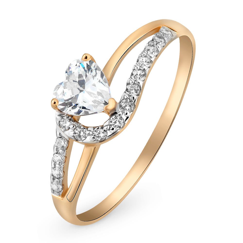 

Кольцо женское из красного золота с фианитом 585Gold 301009491, р, 301009491