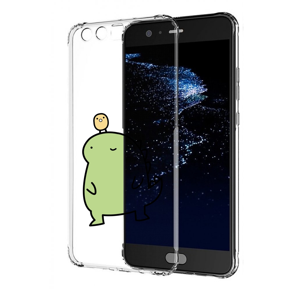 

Чехол бампер MyPads зеленый-динозаврик детский для Huawei P10 Pl, Прозрачный, Tocco
