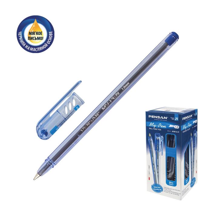 

Ручка шариковая масляная Pensan "My-Pen", чернила синие, корпус тонированный синий, узел 1, My-Pen