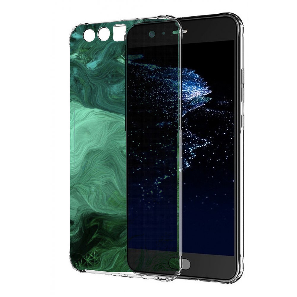 

Чехол бампер MyPads зеленые нити для Huawei P10 Plus противоударный, Прозрачный, Tocco
