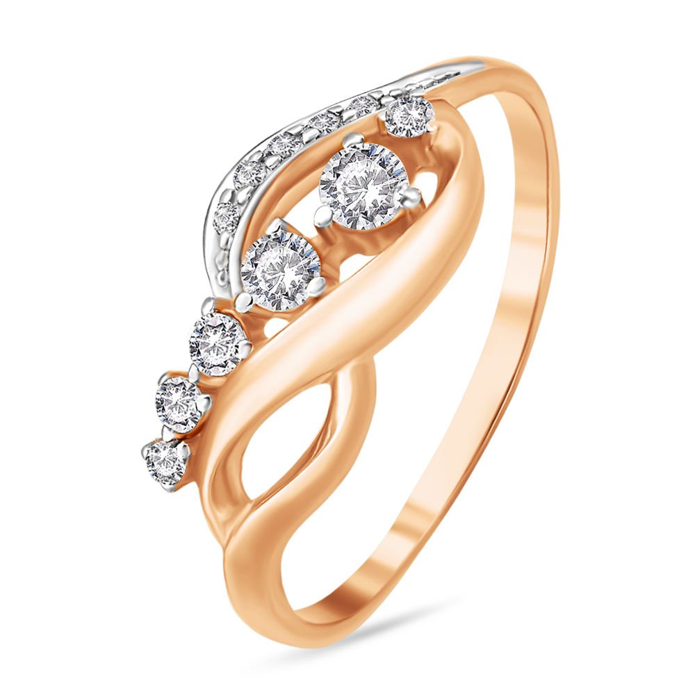 

Кольцо женское из красного золота с фианитом 585Gold 301009394, р, 301009394