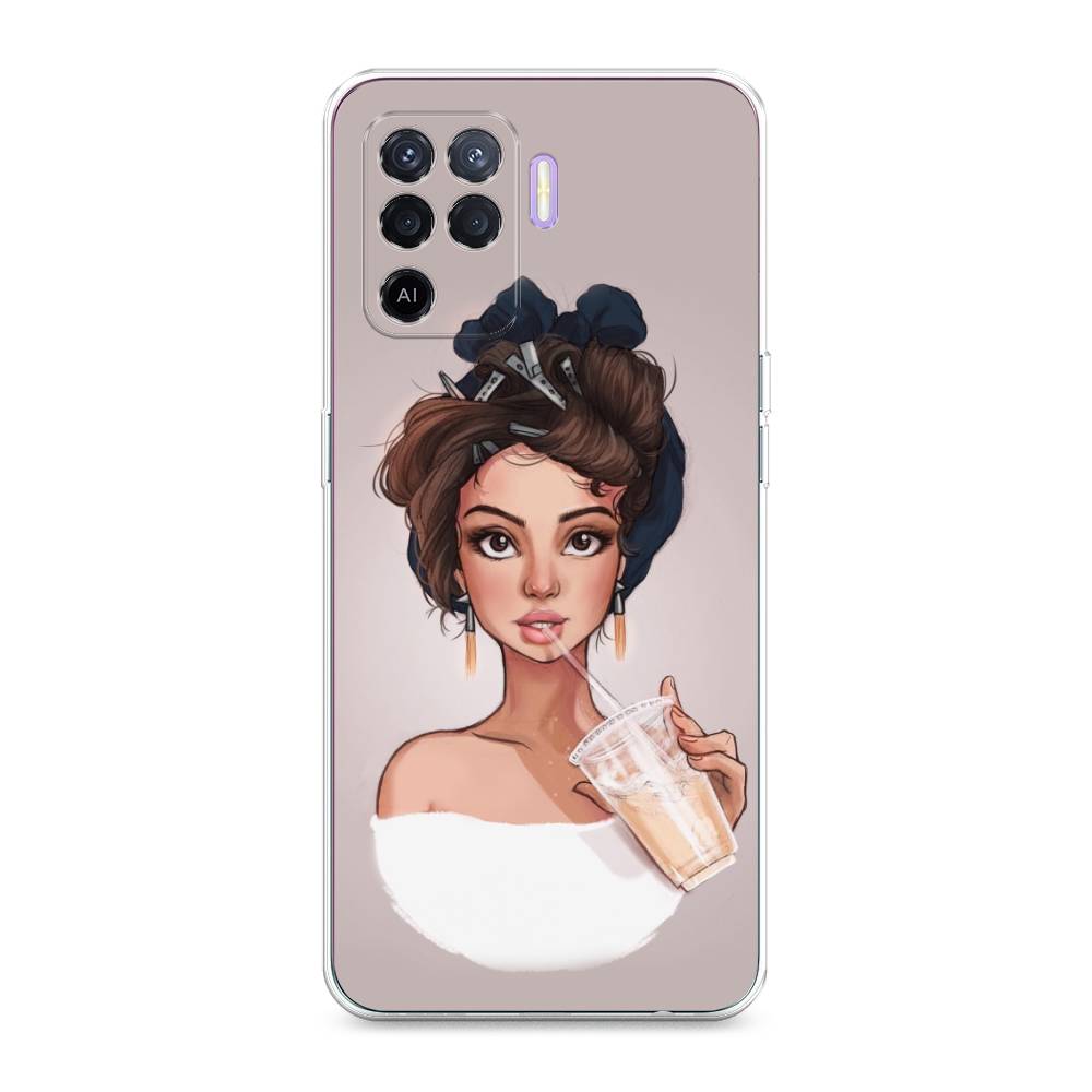 

Чехол для Oppo Reno 5 Lite "Девушка с фраппе", Серый, 255150-6