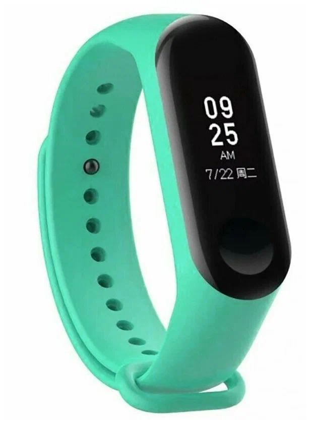 

Ремешок силиконовый для Xiaomi Mi Band 3/4 (7), бирюзовый, на кнопке