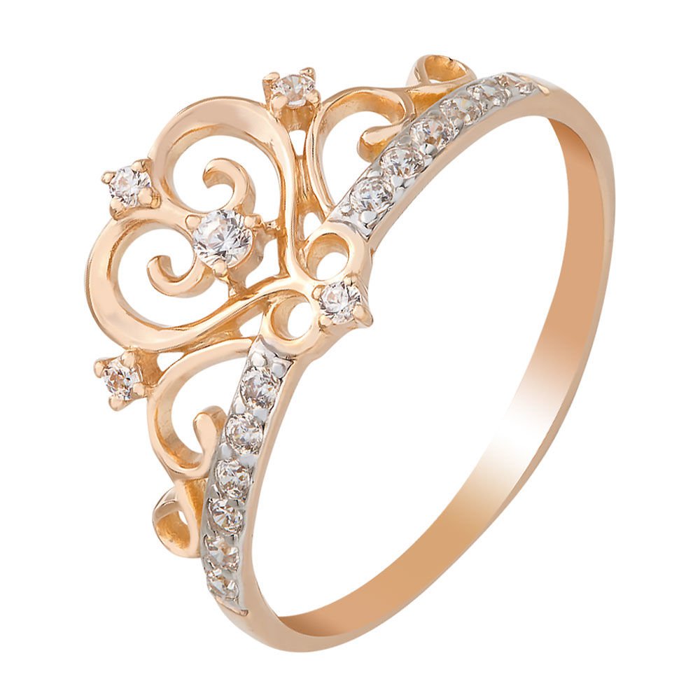 

Кольцо женское из красного золота с фианитом 585Gold 301007381, р, 301007381
