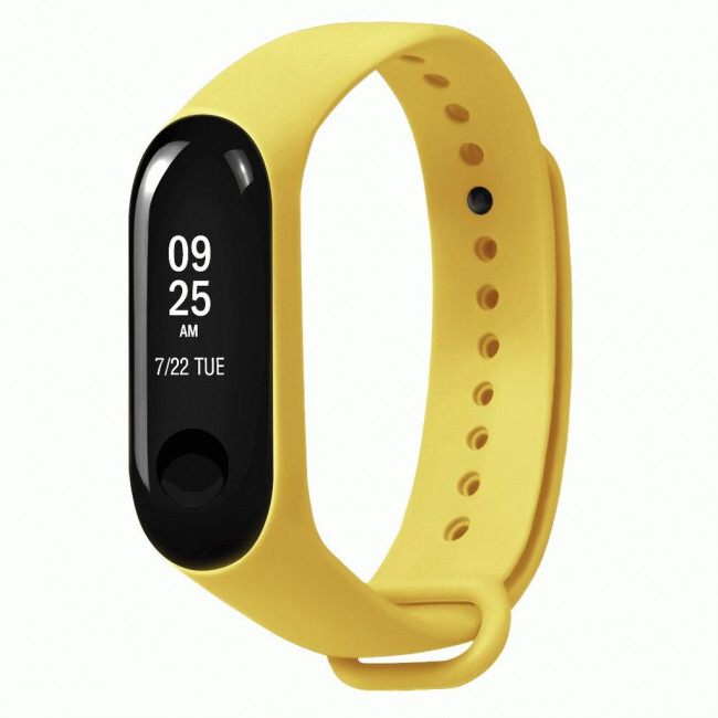 фото Ремешок силиконовый для xiaomi mi band 3/4 (23), желтый, на кнопке nobrand