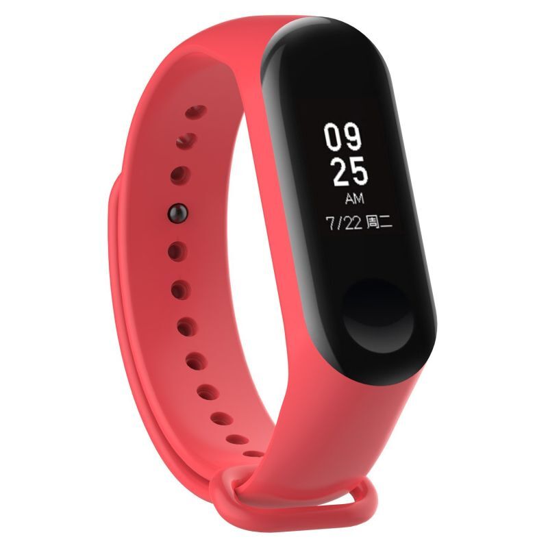 фото Ремешок силиконовый для xiaomi mi band 3/4 (20), красная камелия, на кнопке nobrand