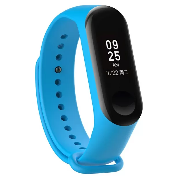 

Ремешок силиконовый для Xiaomi Mi Band 3/4 (2), синий, на кнопке