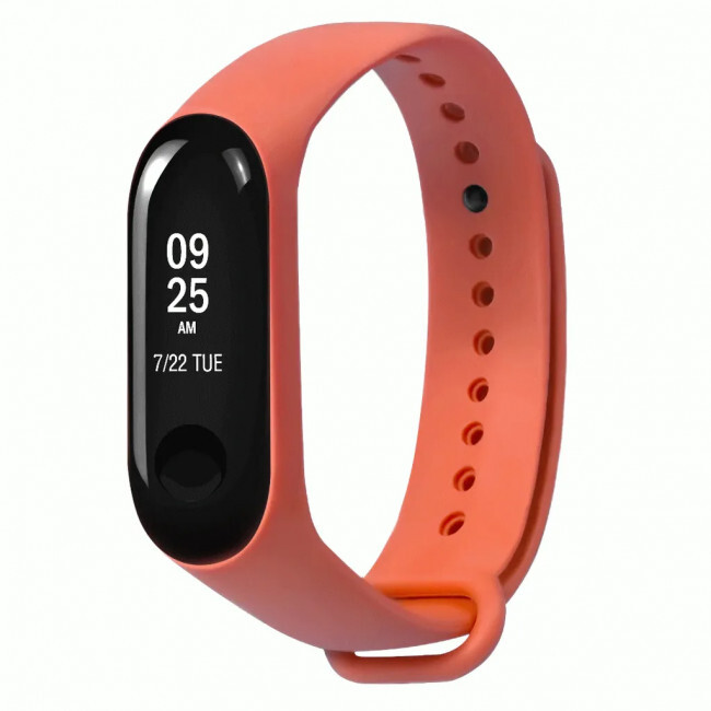 

Ремешок силиконовый для Xiaomi Mi Band 3/4 (15), оранжевый, на кнопке