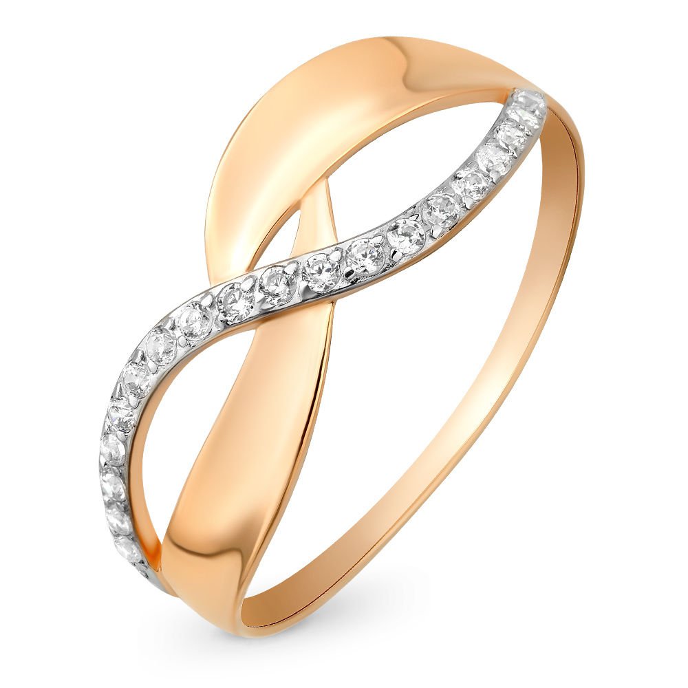 

Кольцо женское из красного золота с фианитом 585Gold 301009374, р, 301009374