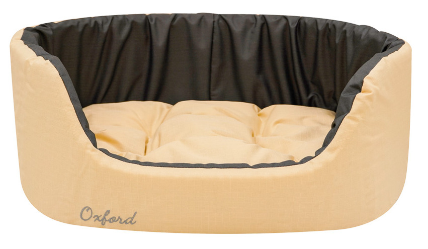 

Лежанка ZooExpress Oxford №4, с подушкой, двухсторонняя, бежево-серая, 58x43x18 см