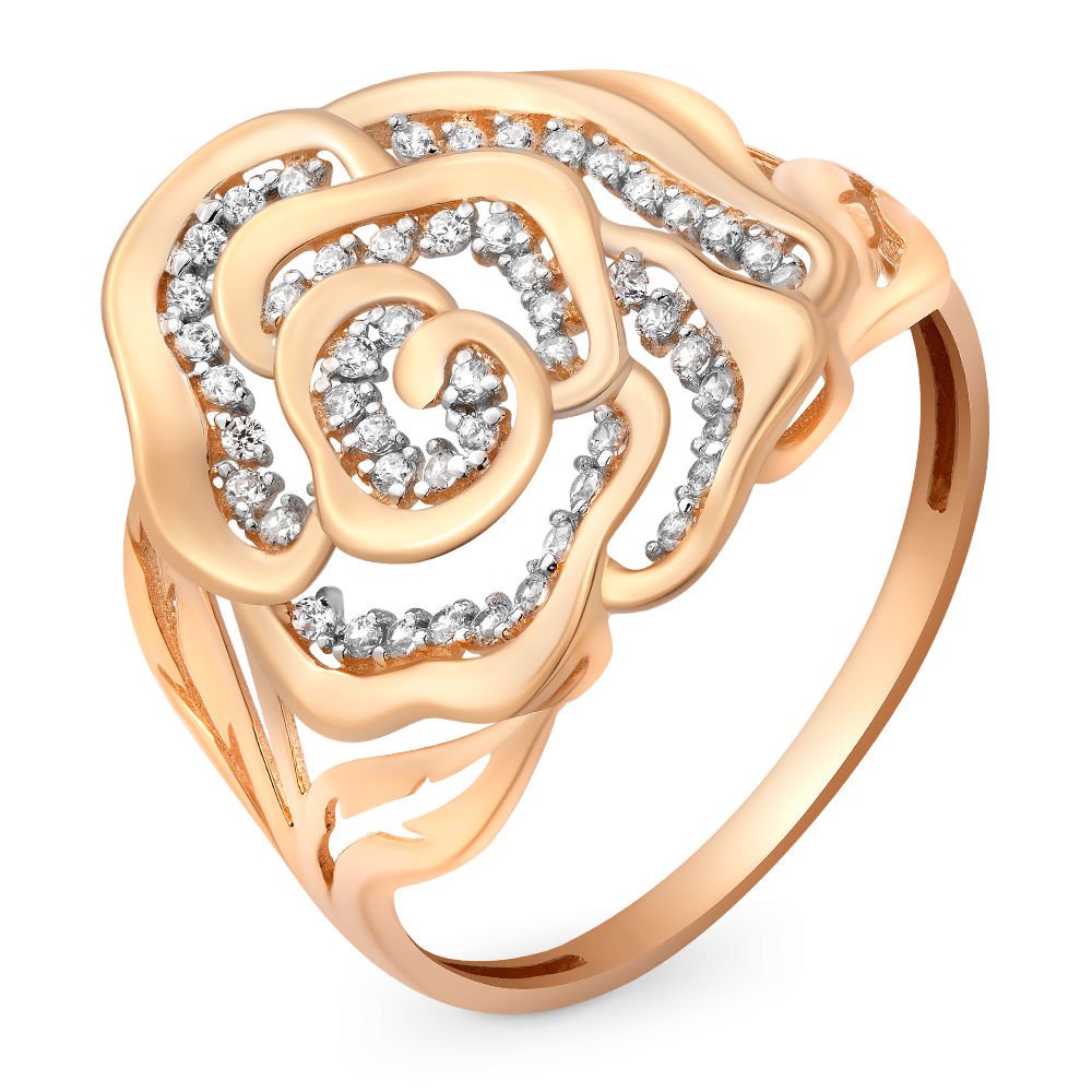 

Кольцо женское из красного золота с фианитом 585Gold 301009400, р, 301009400
