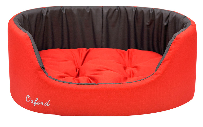 

Лежанка ZooExpress Oxford №3, с подушкой, двухсторонняя, красно-серая, 53x38x18 см