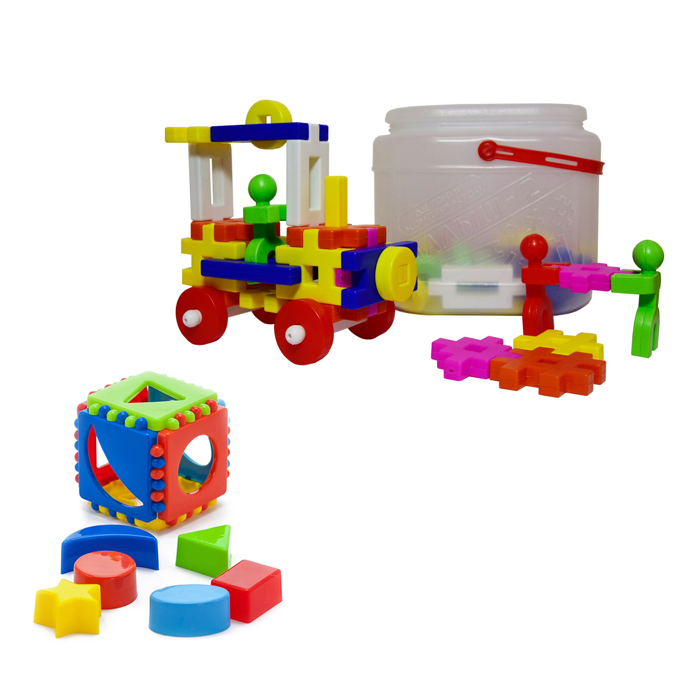фото Развивающие игрушки karolina toys кубик логический малый + конструктор малыш-1, 36 дет.