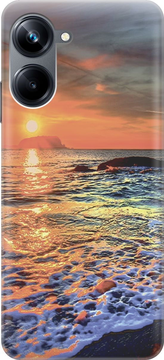 

Силиконовый чехол на Realme 10 Pro "Закат на море", Белый;оранжевый, 158594