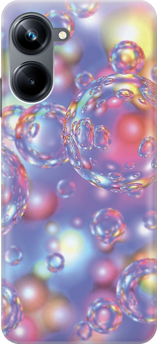 

Силиконовый чехол на Realme 10 Pro "Необычные пузырьки", Белый;розовый, 158580