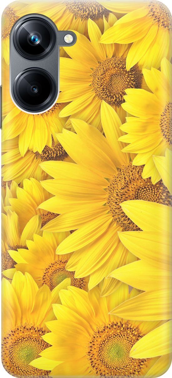 

Силиконовый чехол на Realme 10 Pro "Море подсолнухов", Желтый;коричневый, 158591