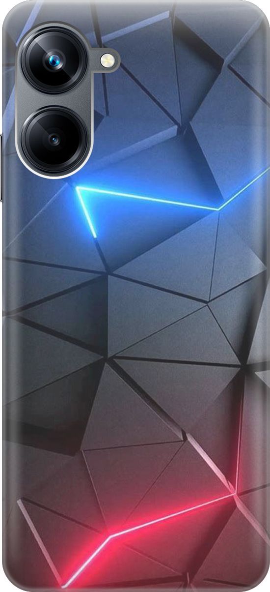 

Силиконовый чехол на Realme 10 Pro "Графитовые грани", Серый;синий, 158580