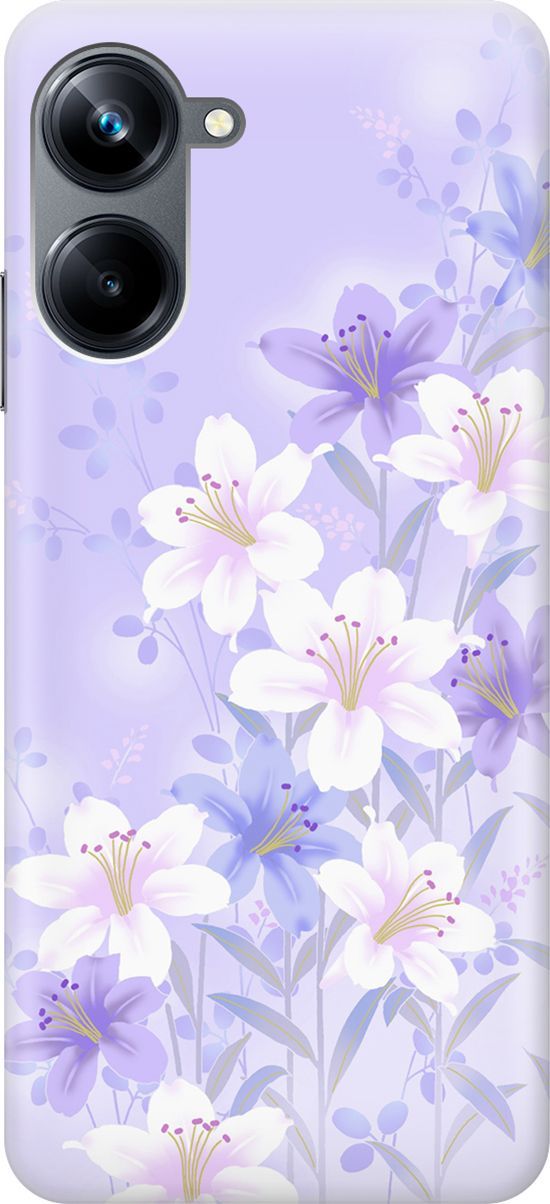 

Силиконовый чехол на Realme 10 Pro "Лилии на фиолетовом", Белый;фиолетовый, 158588