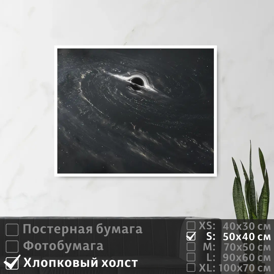 

Постер на холсте ПолиЦентр Черная дыра в космическом пространстве 50х40 см, ЧернаяДыраВКосмическомПространстве