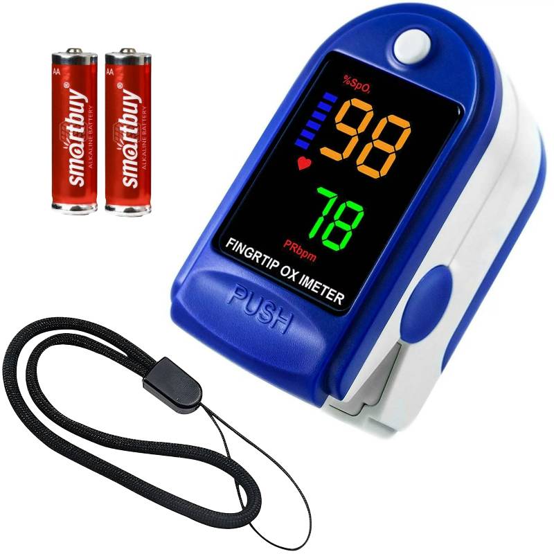 Пульсоксиметр медицинский FINGERTIP Oximeter электронный Lk87, 2 батарейки 600010256566 синий