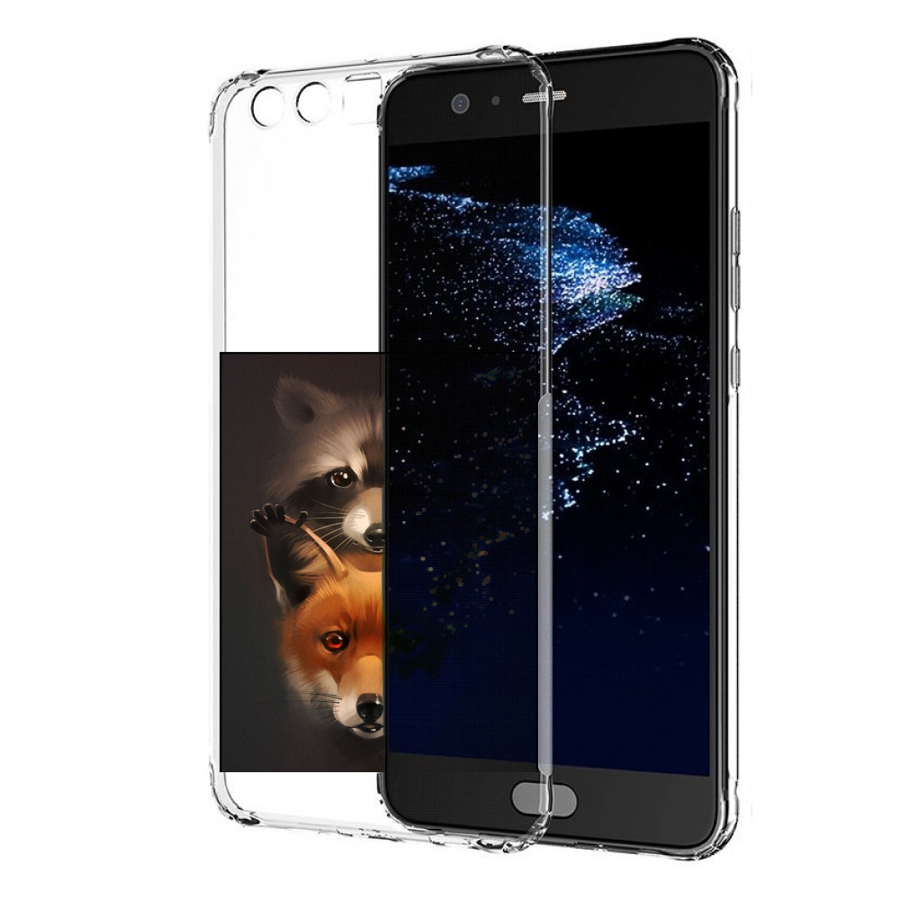 Чехол бампер MyPads енотик-лисенок для Huawei P10 Plus противоуд