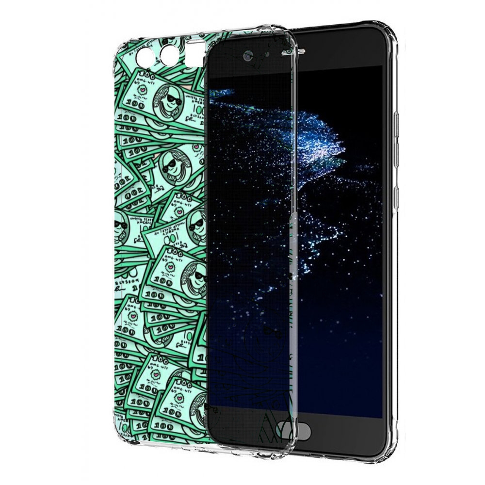 

Чехол бампер MyPads доллары картинка для Huawei P10 Plus противо, Прозрачный, Tocco