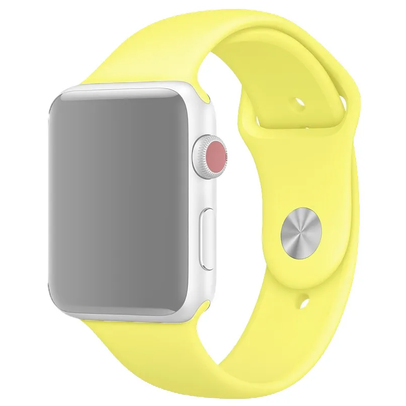 

Ремешок силиконовый для Apple Watch 38/40мм (37), лимонный желтый, на кнопке