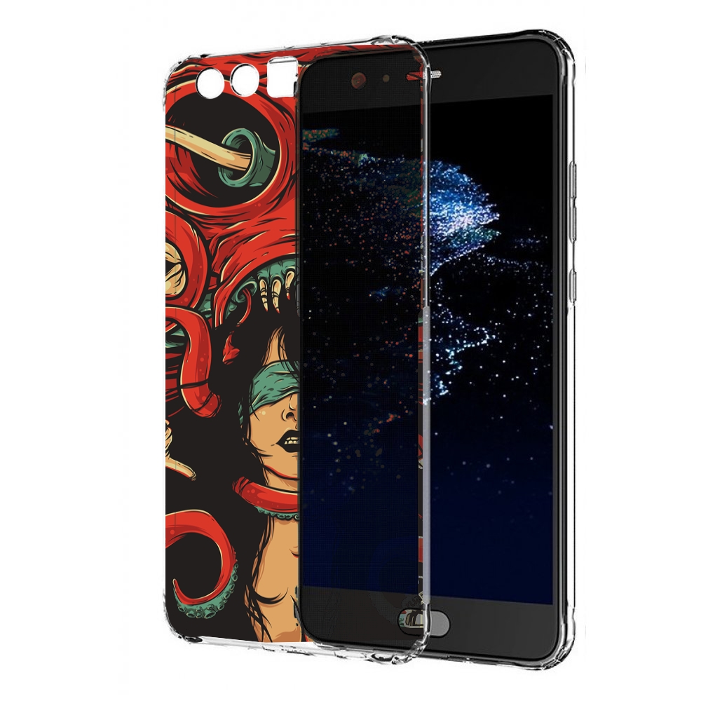 

Чехол бампер MyPads девушку-съедает-осьминог для Huawei P10 Plus, Прозрачный, Tocco