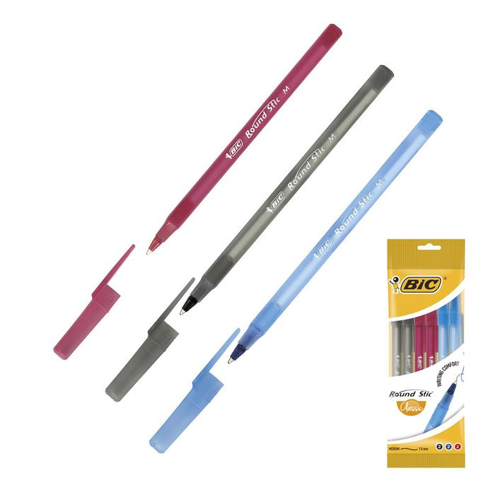 

Набор ручек шариковых BIC Round Stic Classic, 6 штук, узел 1.0 мм, чернила синие, чёрные,