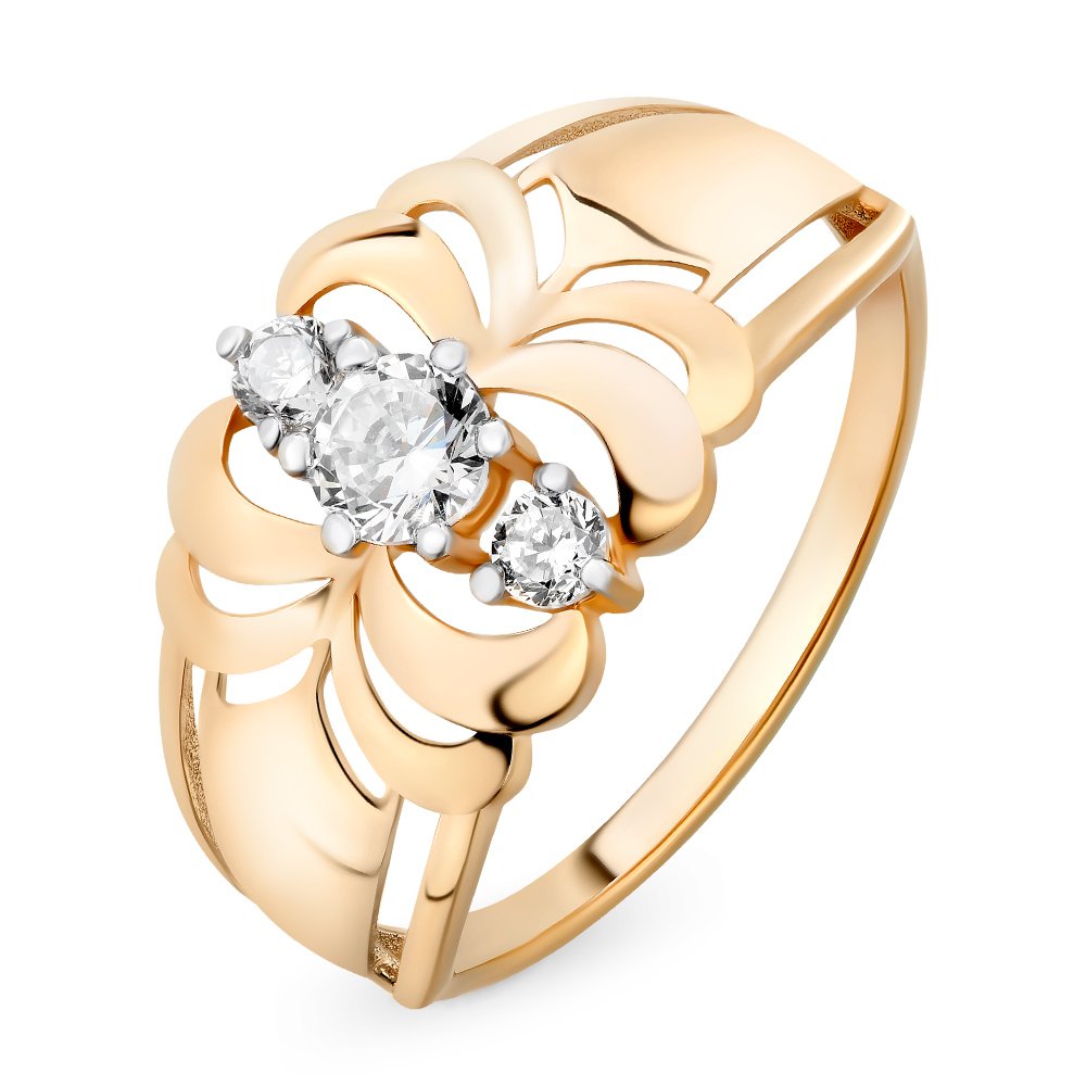 

Кольцо женское из красного золота с фианитом 585Gold 301009384, р, 301009384