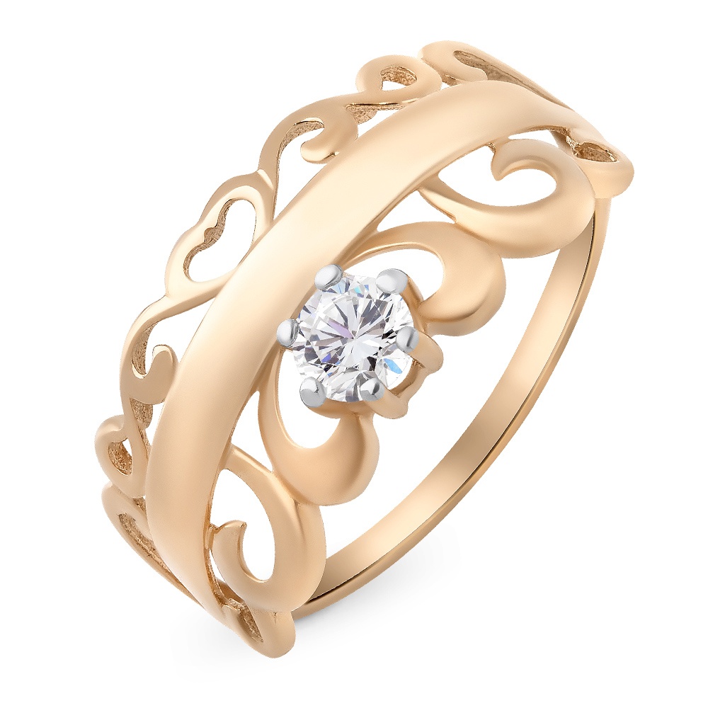 

Кольцо женское из красного золота с фианитом 585Gold 301009450, р, 301009450