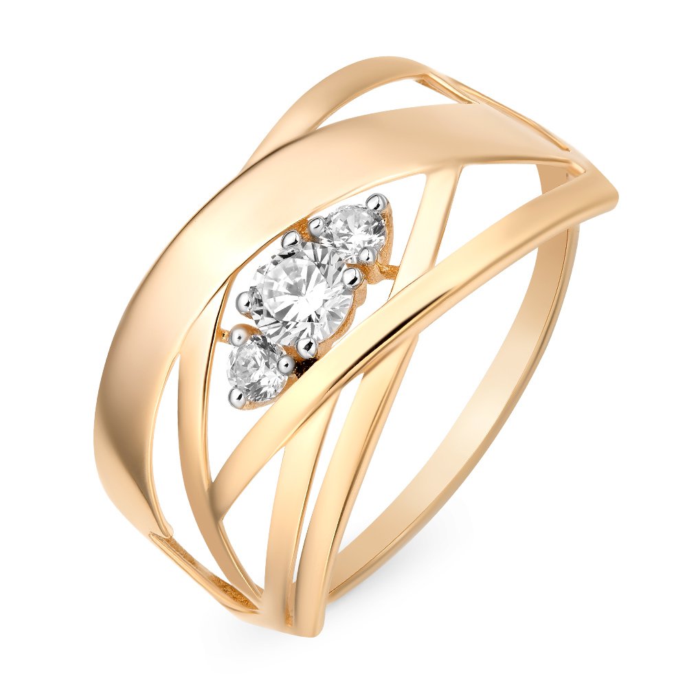 

Кольцо женское из красного золота с фианитом 585Gold 301009406, р, 301009406