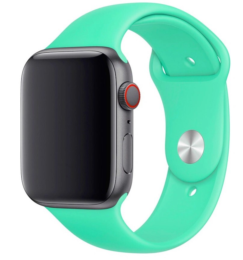 

Ремешок силиконовый для Apple Watch 38/40мм (21), мятно-голубой, на кнопке