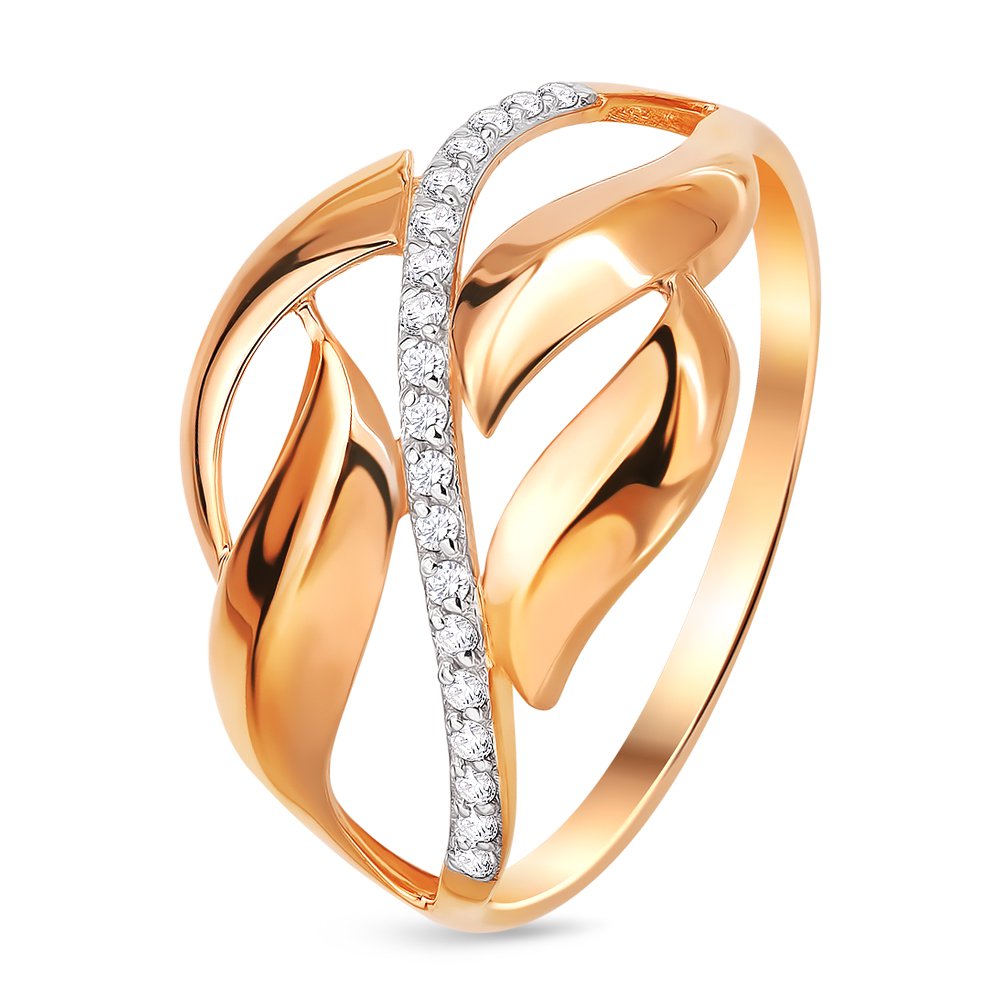 

Кольцо женское из красного золота с фианитом 585Gold 301009416, р, 301009416