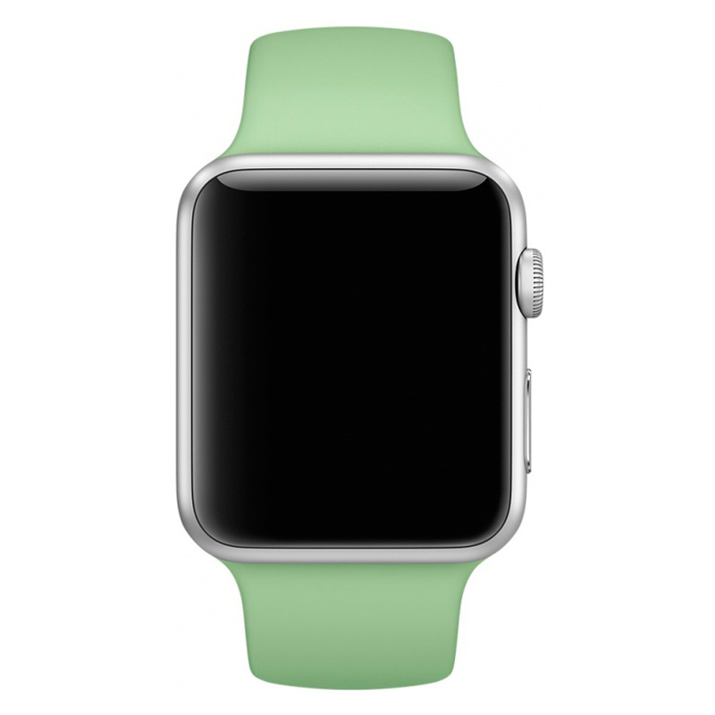 

Ремешок силиконовый для Apple Watch 38/40мм (1), бледно-зеленый, на кнопке