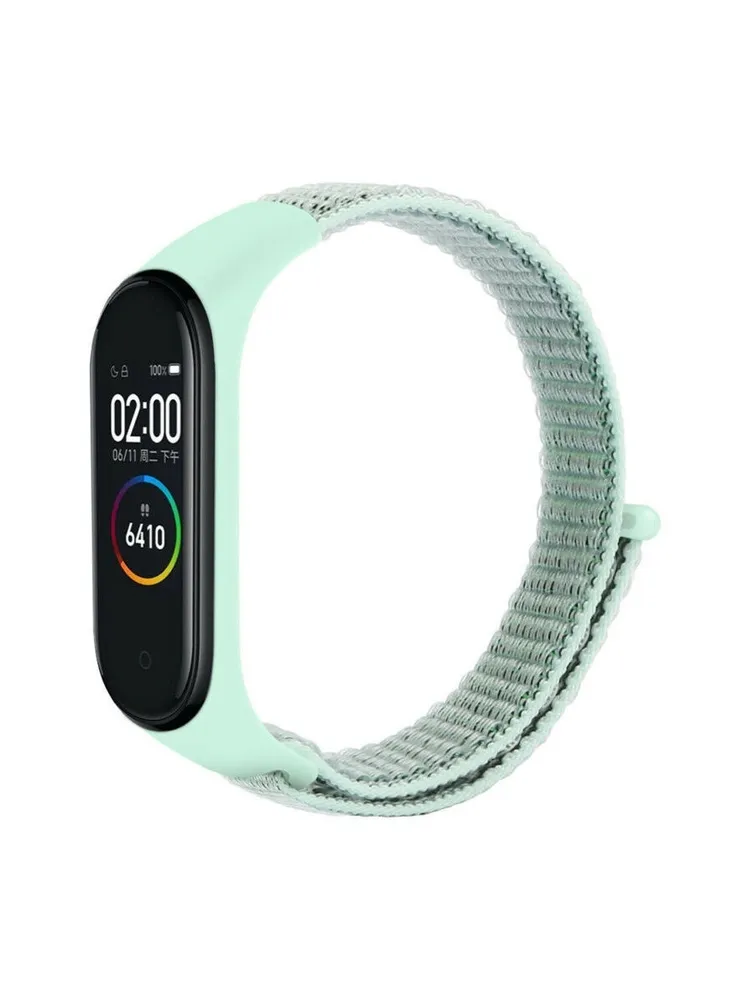 

Ремешок нейлоновый для Xiaomi Mi Band 3/4/5 (8), бирюзовый, на липучке