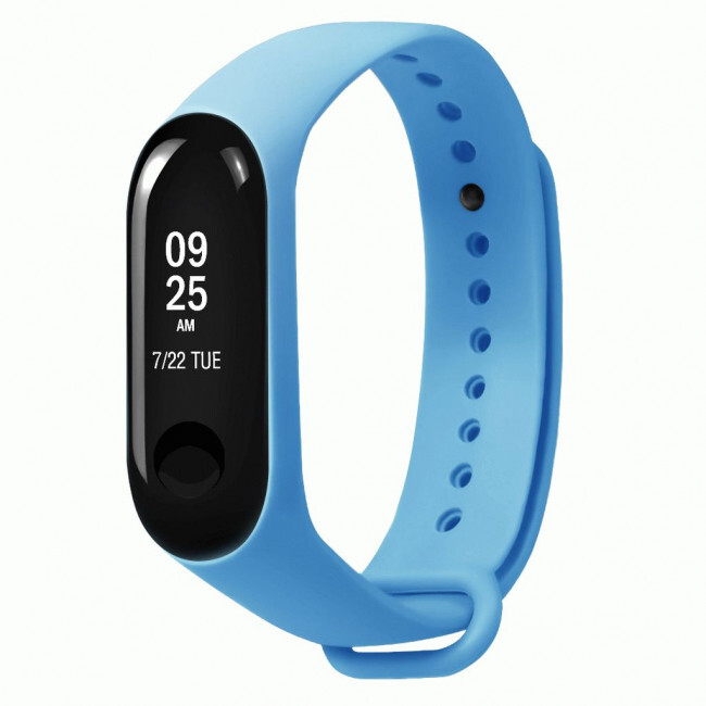 

Ремешок силиконовый для Xiaomi Mi Band 5 (3), лазурный, на кнопке