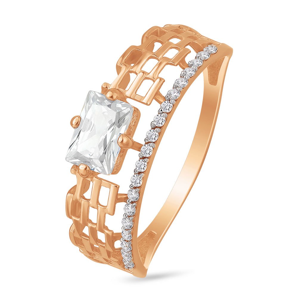 

Кольцо женское из красного золота с фианитом 585Gold 301009438, р, 301009438