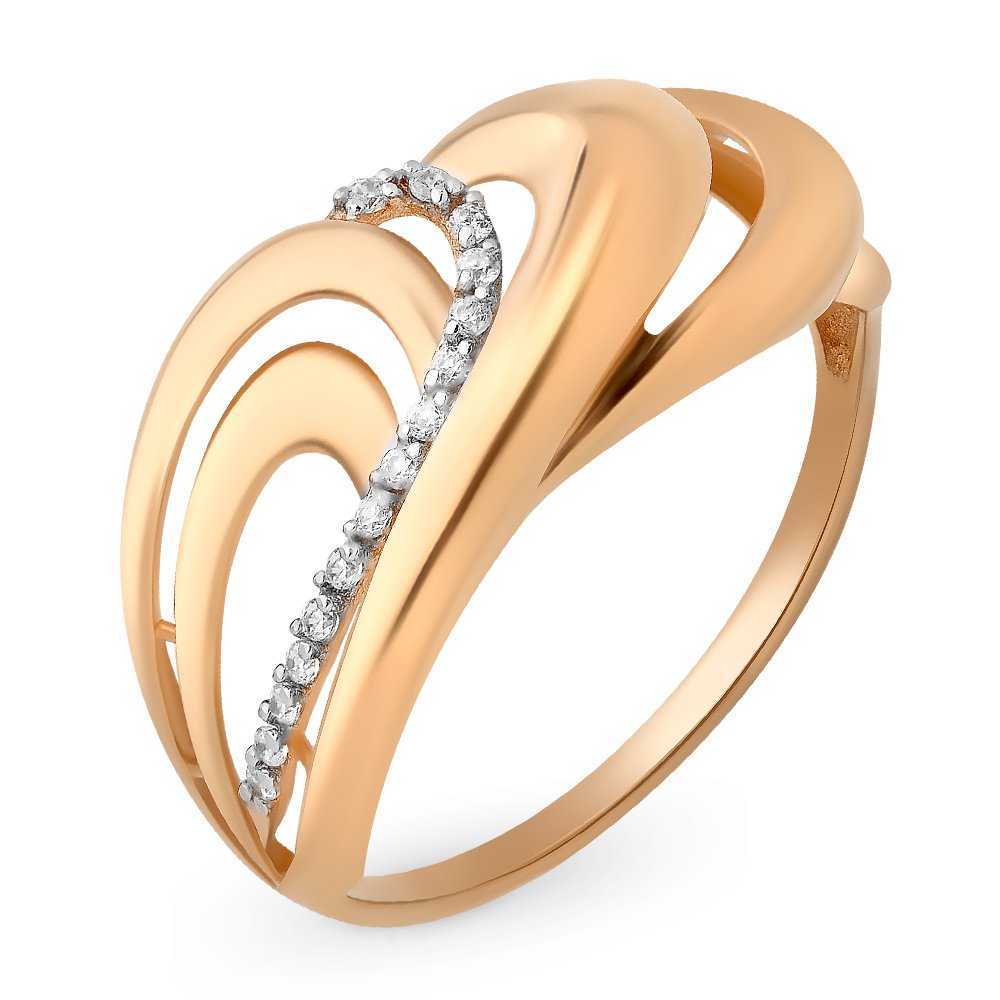 

Кольцо женское из красного золота с фианитом 585Gold 301009445, р, 301009445