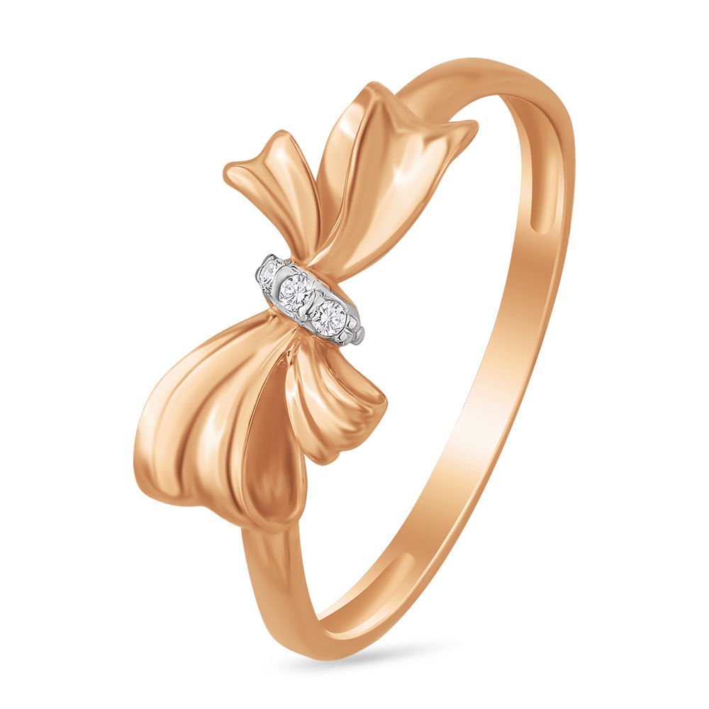 

Кольцо женское из красного золота с фианитом 585Gold 301009365, р, 301009365