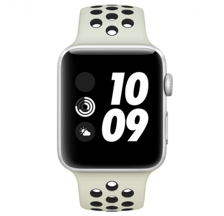 

Ремешок силиконовый перфорированный NK для Apple Watch 38/40мм (21), античный белый+черный