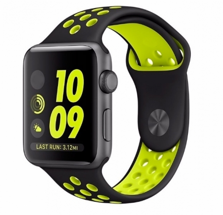 

Ремешок силиконовый перфорированный NK для Apple Watch 38/40мм (2), черный+желтый