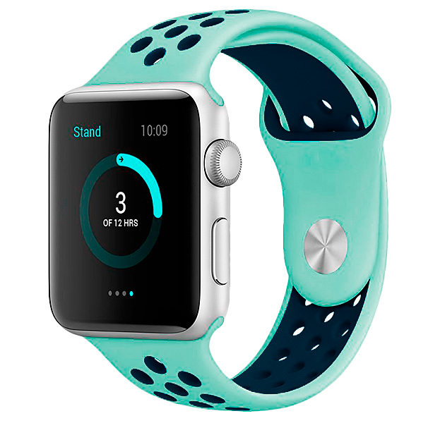 

Ремешок силиконовый перфорированный NK для Apple Watch 38/40мм (16), бирюзовый+синий