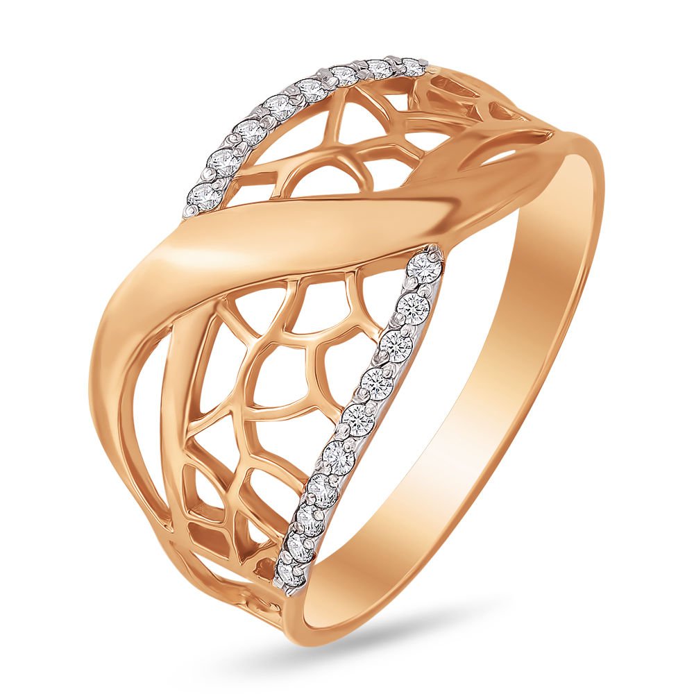 

Кольцо женское из красного золота с фианитом 585Gold 301003188, р, 301003188
