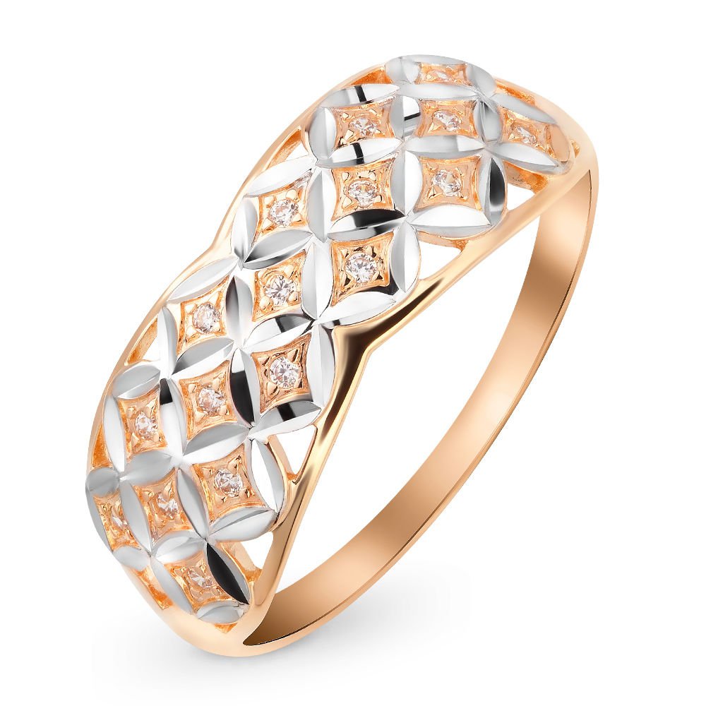 

Кольцо женское из красного золота с фианитом 585Gold 301003177, р, 301003177
